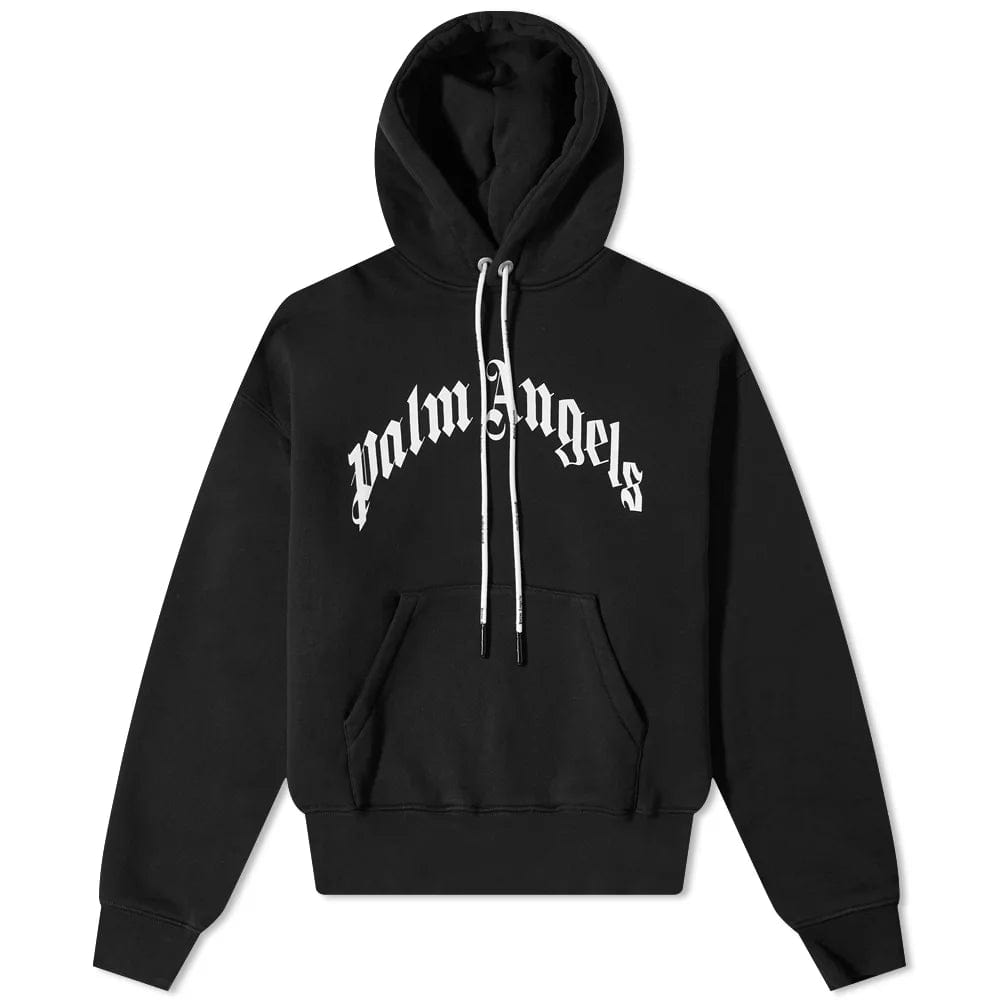 PALM ANGELS CLOTHING PALM ANGELS CURVED LOGO HOODIE NOIR