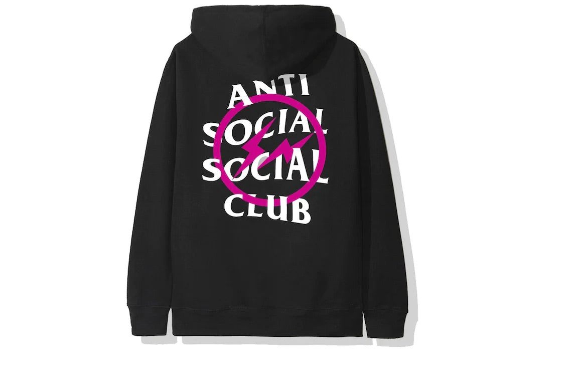 ANTI SOCIAL SOCIAL CLUB X FRAGMENT PINK BOLT HOODIE NOIR